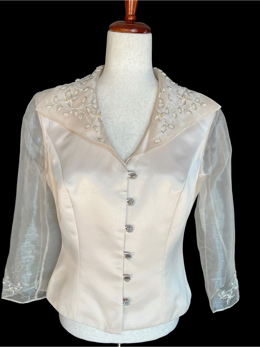 Chadwick’s Embellished Satin Ivory Women's Dress Top